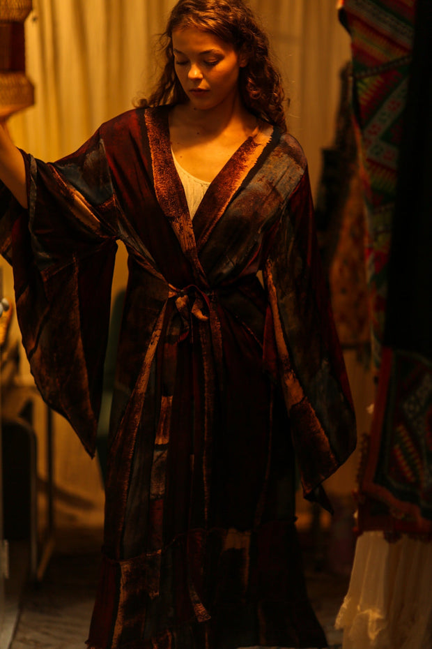 PINA SILK KIMONO RED STRIPE