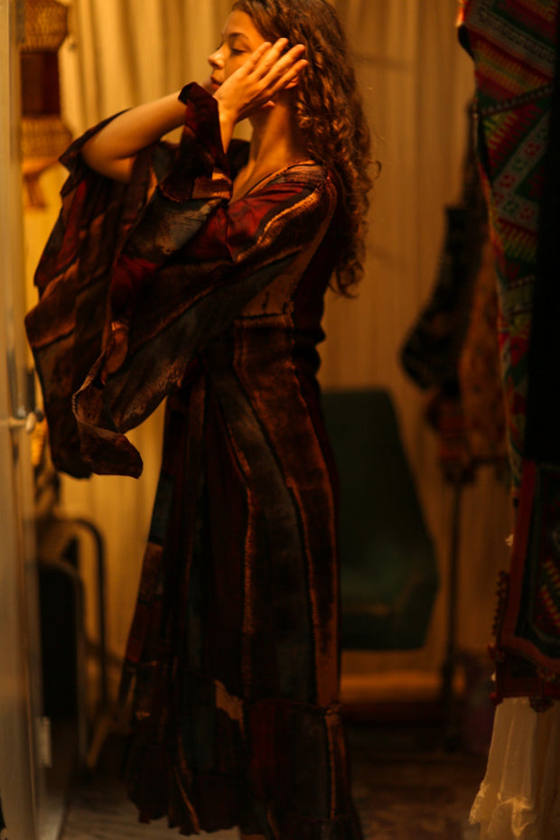 PINA SILK KIMONO RED STRIPE