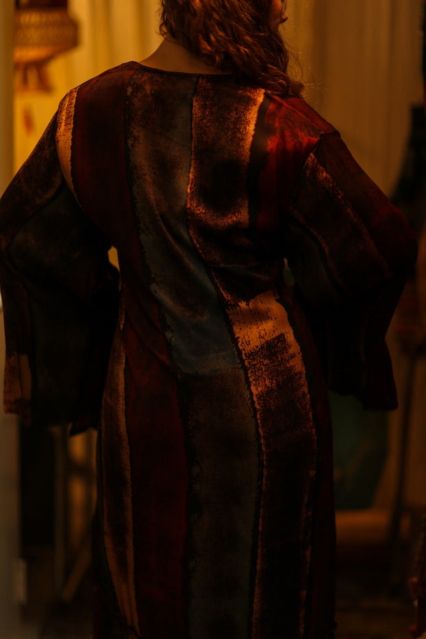 PINA SILK KIMONO RED STRIPE