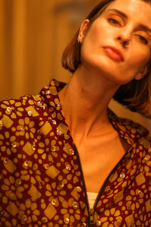TOBIAS SILK EMBROIDERED BOMBER JACKET