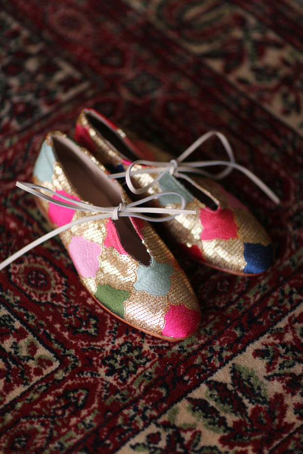SEQUIN EMBROIDERED BALLET FLATS NOVA