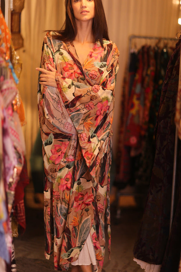 SILK WING KIMONO PINA FLORAL PINKY