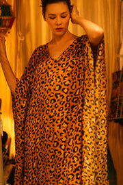 YAYA SILK KAFTAN LEOPARD YELLOW