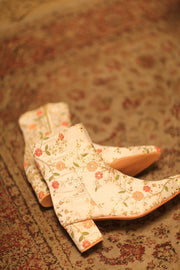 BEIGE SILK EMBROIDERED BOOTS - sustainably made MOMO NEW YORK sustainable clothing, boots slow fashion