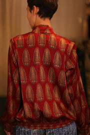 BOMBER JACKET SILK ANCHA LOLI - sustainably made MOMO NEW YORK sustainable clothing, bomberjacket slow fashion