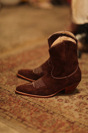 BROWN SUEDE SHORT BOOTS BRIALA - sustainably made MOMO NEW YORK sustainable clothing, boots slow fashion