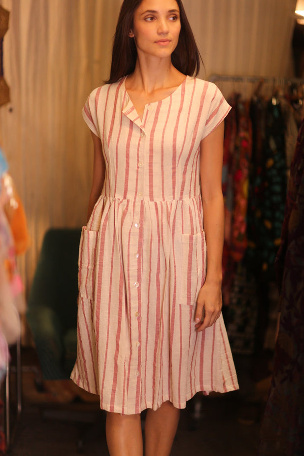 COTTON DRESS EDITH VAVI ROSE - sustainably made MOMO NEW YORK sustainable clothing, cotton slow fashion