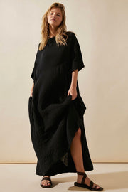 COTTON KAFTAN DRESS DALIA - sustainably made MOMO NEW YORK sustainable clothing, dress slow fashion