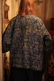 DAMON KANCHON PATTERNED SHORT KIMONO - sustainably made MOMO NEW YORK sustainable clothing, coatandjacket slow fashion
