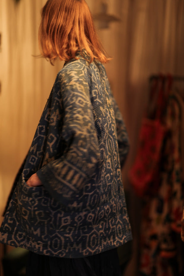 DAMON KANCHON PATTERNED SHORT KIMONO - sustainably made MOMO NEW YORK sustainable clothing, coatandjacket slow fashion