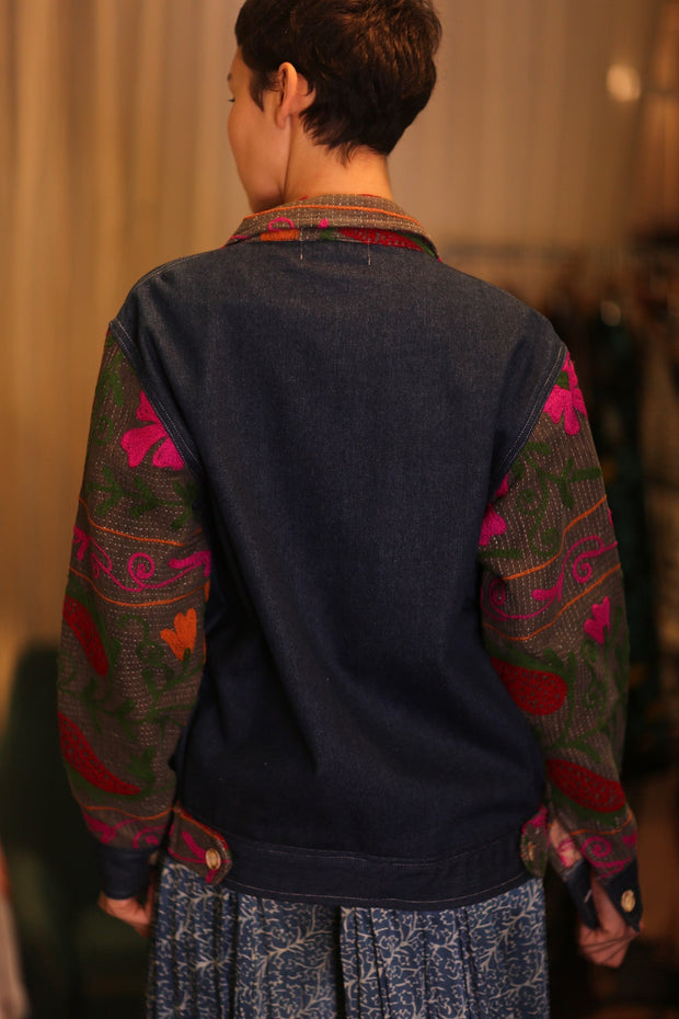 DENIM JACKET PATCHWORK MULA - sustainably made MOMO NEW YORK sustainable clothing, coatandjacket slow fashion