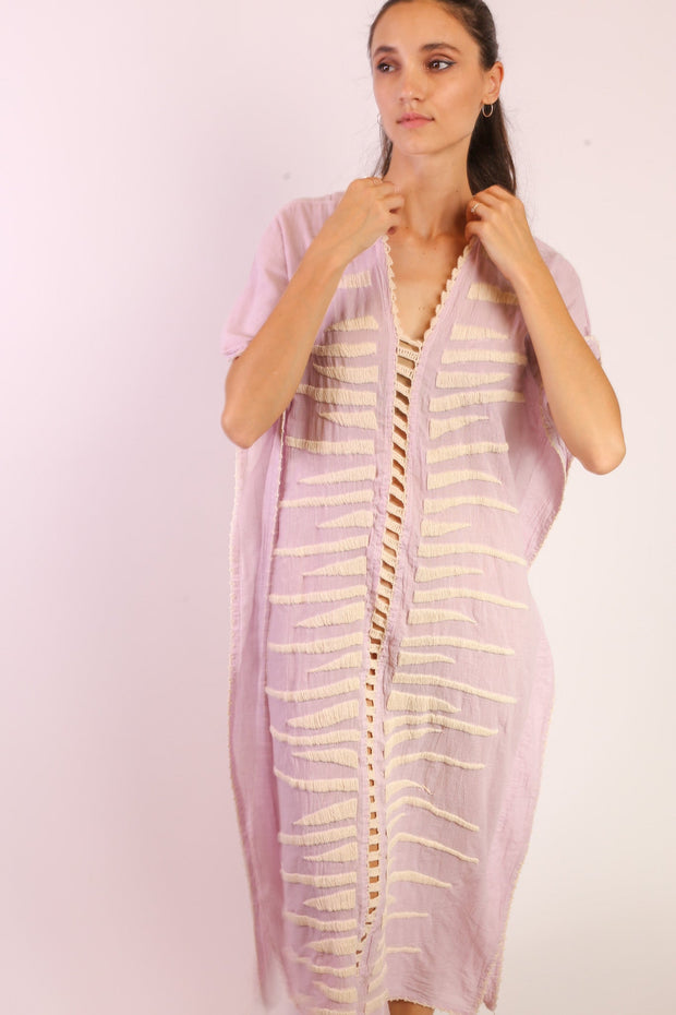 EMBROIDERED KAFTAN LILLY - sustainably made MOMO NEW YORK sustainable clothing, slow fashion