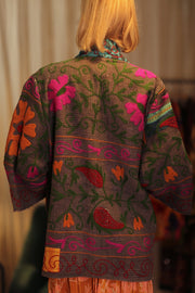 EMBROIDERED KANTHA KIMONO MONTY POT ROAST - sustainably made MOMO NEW YORK sustainable clothing, embellished slow fashion