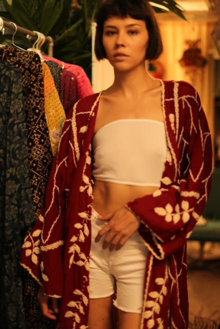 EMBROIDERED KIMONO LEIKA - sustainably made MOMO NEW YORK sustainable clothing, slow fashion