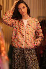 EMBROIDERED SILK BOMBER JACKET ANCHA CASEY - sustainably made MOMO NEW YORK sustainable clothing, bomberjacket slow fashion