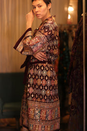 EMBROIDERED SILK RED KIMONO JORI - sustainably made MOMO NEW YORK sustainable clothing, kimono slow fashion