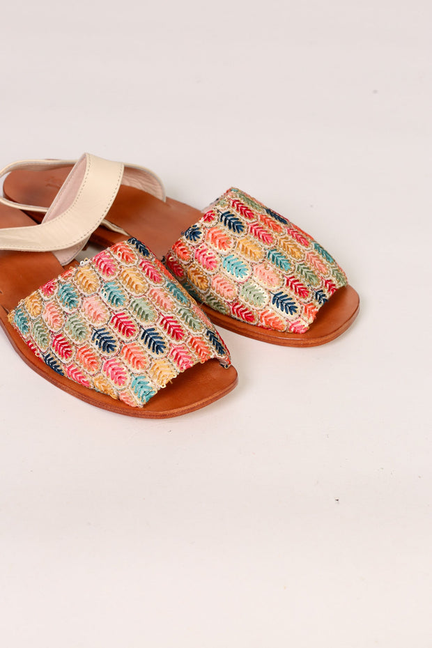 EMBROIDERED SILK SANDALS LISA - sustainably made MOMO NEW YORK sustainable clothing, sandals slow fashion