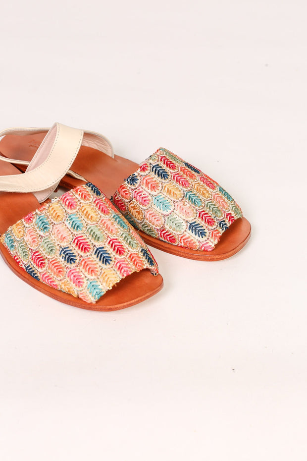 EMBROIDERED SILK SANDALS LISA - sustainably made MOMO NEW YORK sustainable clothing, sandals slow fashion