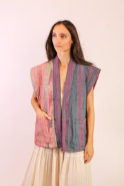 EMBROIDERED VEST AKURO - sustainably made MOMO NEW YORK sustainable clothing, kantha slow fashion