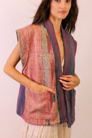 EMBROIDERED VEST AKURO - sustainably made MOMO NEW YORK sustainable clothing, kantha slow fashion