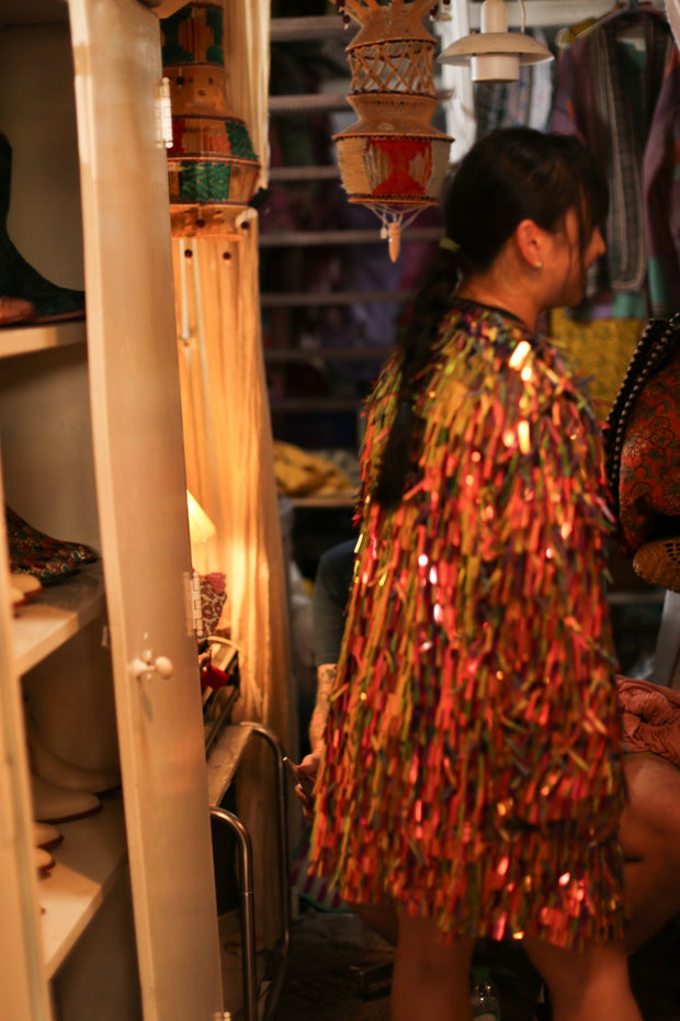 GLITTER SEQUIN KIMONO NIA - sustainably made MOMO NEW YORK sustainable clothing, Kimono slow fashion