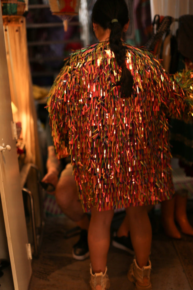 GLITTER SEQUIN KIMONO NIA - sustainably made MOMO NEW YORK sustainable clothing, Kimono slow fashion