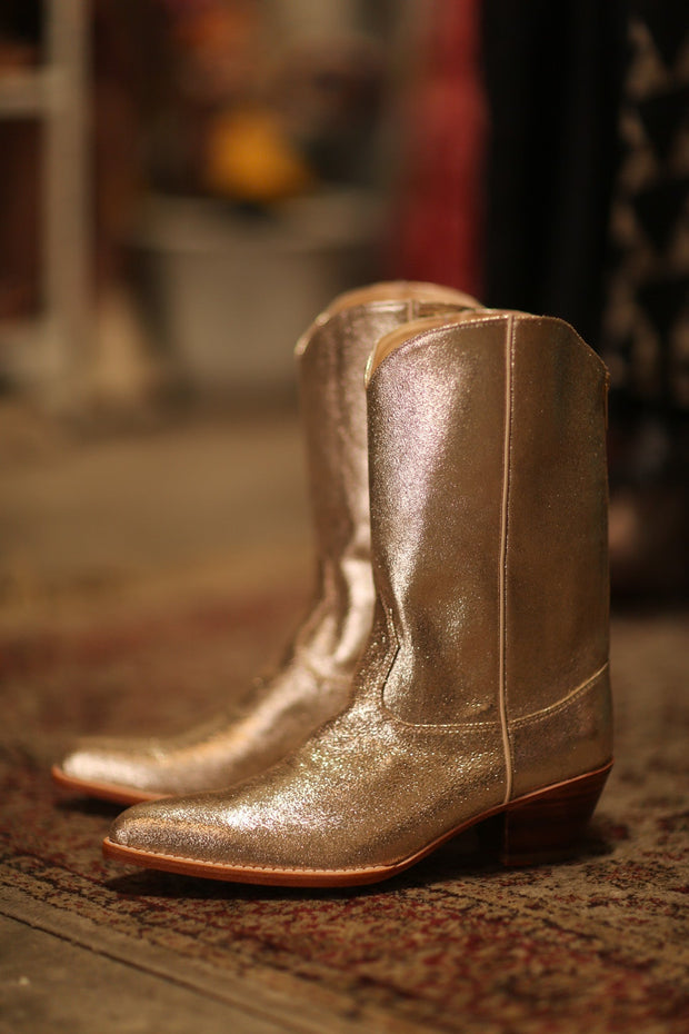 GOLDEN WESTERN BOOTS SINATRA - sustainably made MOMO NEW YORK sustainable clothing, boots slow fashion