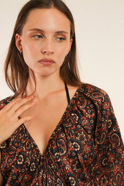 HAND BLOCK PRINT SILK DRESS TILDA - sustainably made MOMO NEW YORK sustainable clothing, dress slow fashion