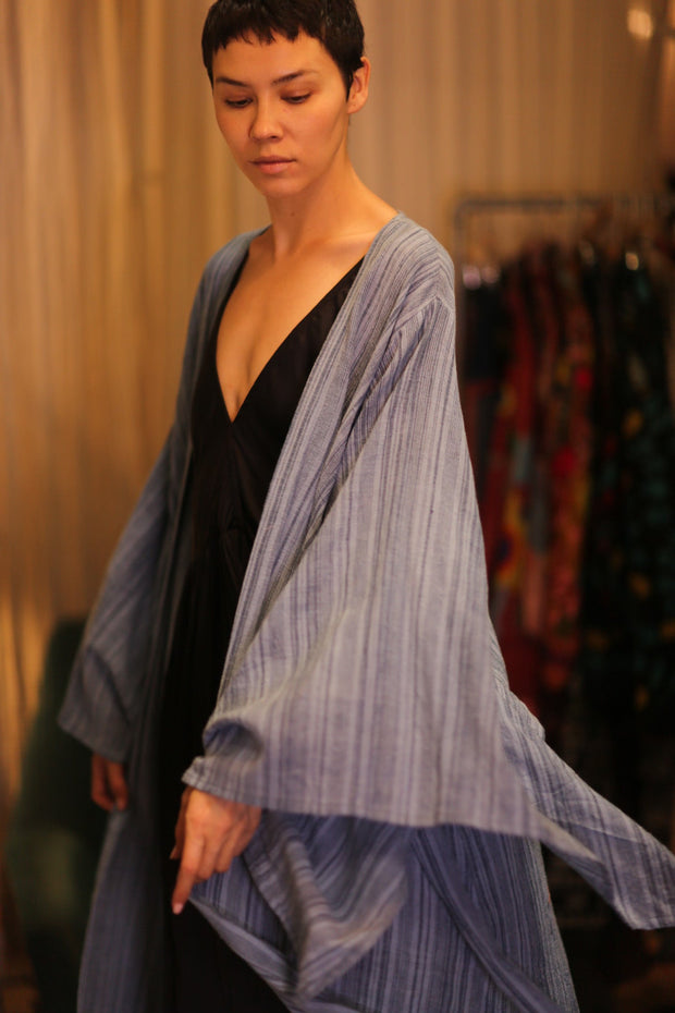 HANDWOVEN COTTON WING KIMONO PINA LAYLA - sustainably made MOMO NEW YORK sustainable clothing, handmade slow fashion