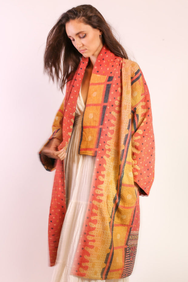 KANTHA KIMONO COAT JACKET BELI - sustainably made MOMO NEW YORK sustainable clothing, slow fashion