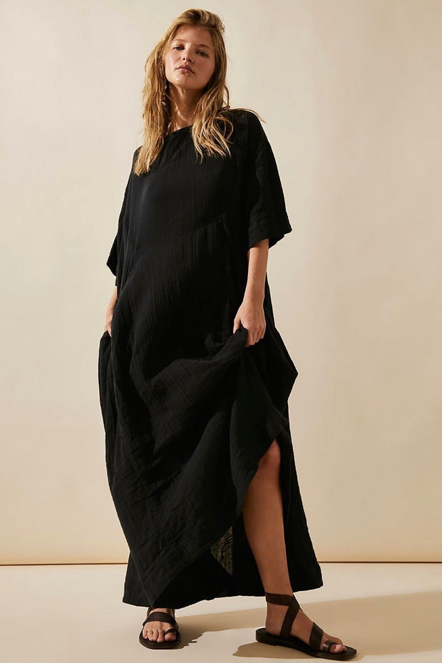 LIGHT COTTON MIDI DRESS ARABELLA - sustainably made MOMO NEW YORK sustainable clothing, dress slow fashion