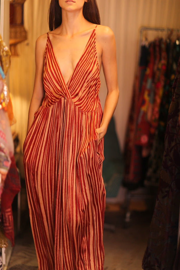 LILY SILK DRESS CANDY - sustainably made MOMO NEW YORK sustainable clothing, Boho Chic Dress slow fashion