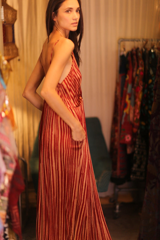 LILY SILK DRESS CANDY - sustainably made MOMO NEW YORK sustainable clothing, Boho Chic Dress slow fashion