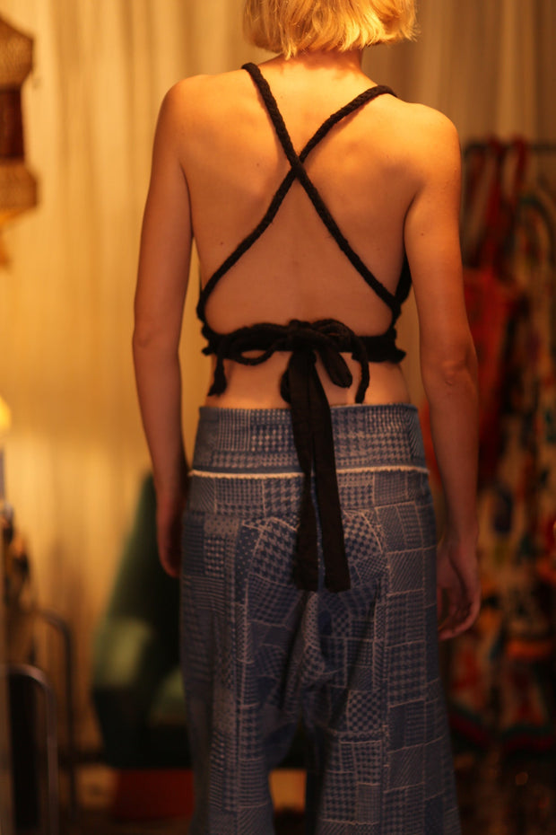 LUKE DENIM SQUARES FISHERMAN TROUSERS - sustainably made MOMO NEW YORK sustainable clothing, denim slow fashion