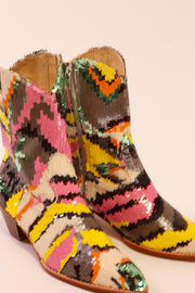 MULTI MIX SEQUIN EMBROIDERED BOOTS CHACHA - sustainably made MOMO NEW YORK sustainable clothing, slow fashion