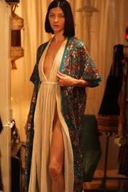 NIKITA EMBROIDERED SILK KIMONO - BANGKOK TAILOR CLOTHING STORE - HANDMADE CLOTHING