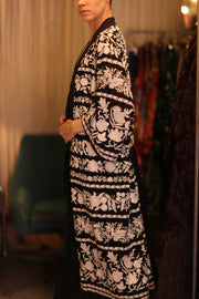 OLA EMBROIDERED SILK LONG KIMONO - sustainably made MOMO NEW YORK sustainable clothing, Embroidered Kimono slow fashion