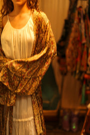 PINA SILK KIMONO GARDEN OLIVE GREEN - BANGKOK TAILOR CLOTHING STORE - HANDMADE CLOTHING
