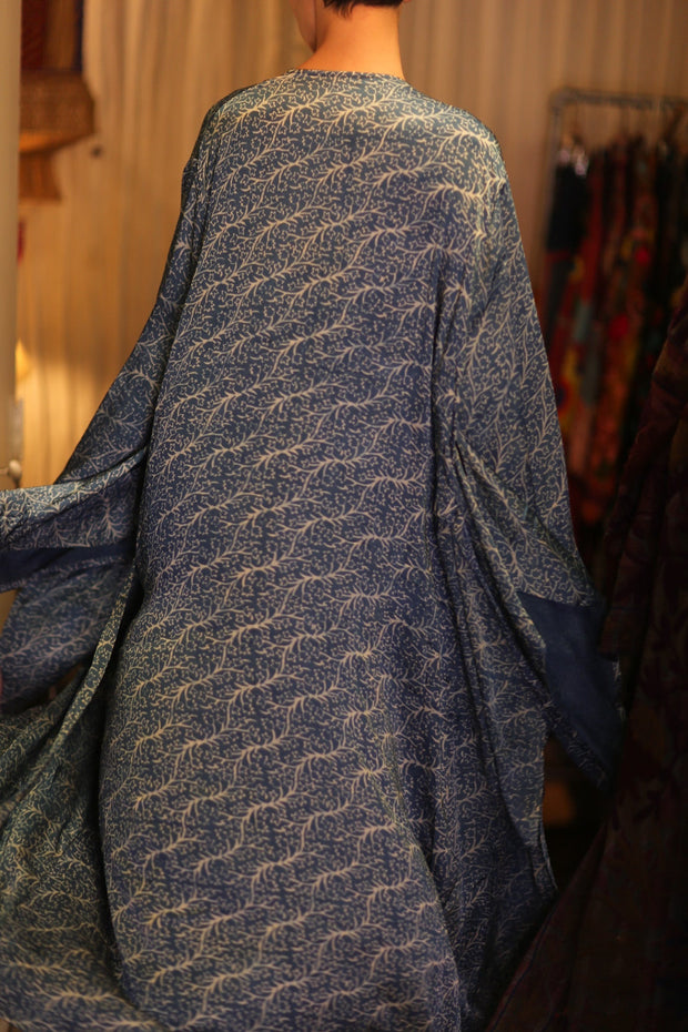 PINA SILK WING KIMONO OCEAN - sustainably made MOMO NEW YORK sustainable clothing, handmade slow fashion