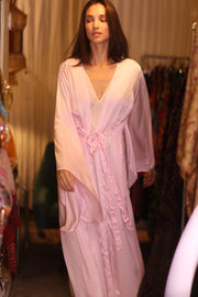 PINA SILK WING KIMONO SOLID PALE PINK - sustainably made MOMO NEW YORK sustainable clothing, handmade slow fashion