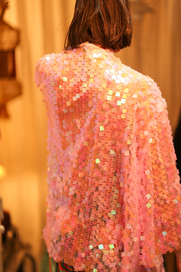 PINK SHORT SEQUIN GLITTER KIMONO JANINE - MOMO STUDIO BERLIN - Berlin Concept Store - sustainable & ethical fashion