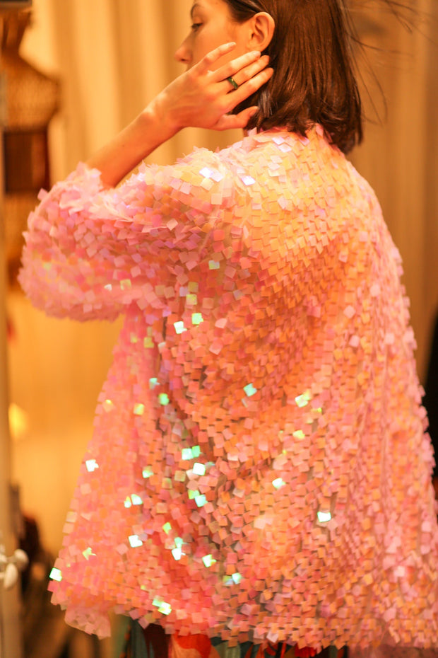 PINK SHORT SEQUIN GLITTER KIMONO JANINE - MOMO STUDIO BERLIN - Berlin Concept Store - sustainable & ethical fashion