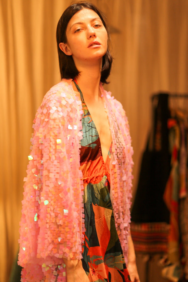 PINK SHORT SEQUIN GLITTER KIMONO JANINE - MOMO STUDIO BERLIN - Berlin Concept Store - sustainable & ethical fashion