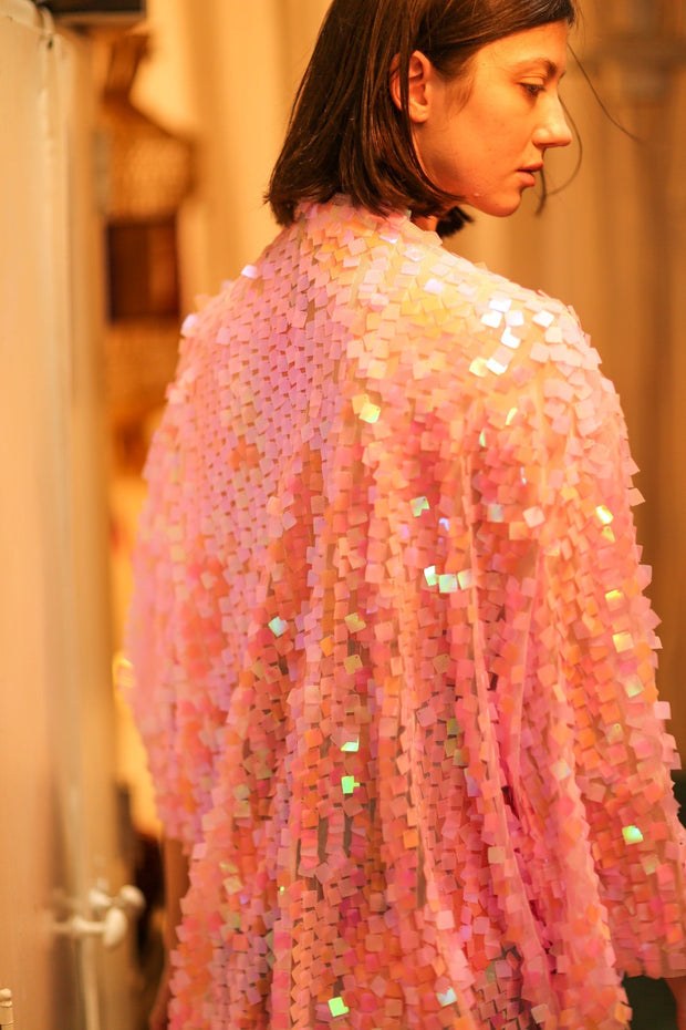 PINK SHORT SEQUIN GLITTER KIMONO JANINE - MOMO STUDIO BERLIN - Berlin Concept Store - sustainable & ethical fashion