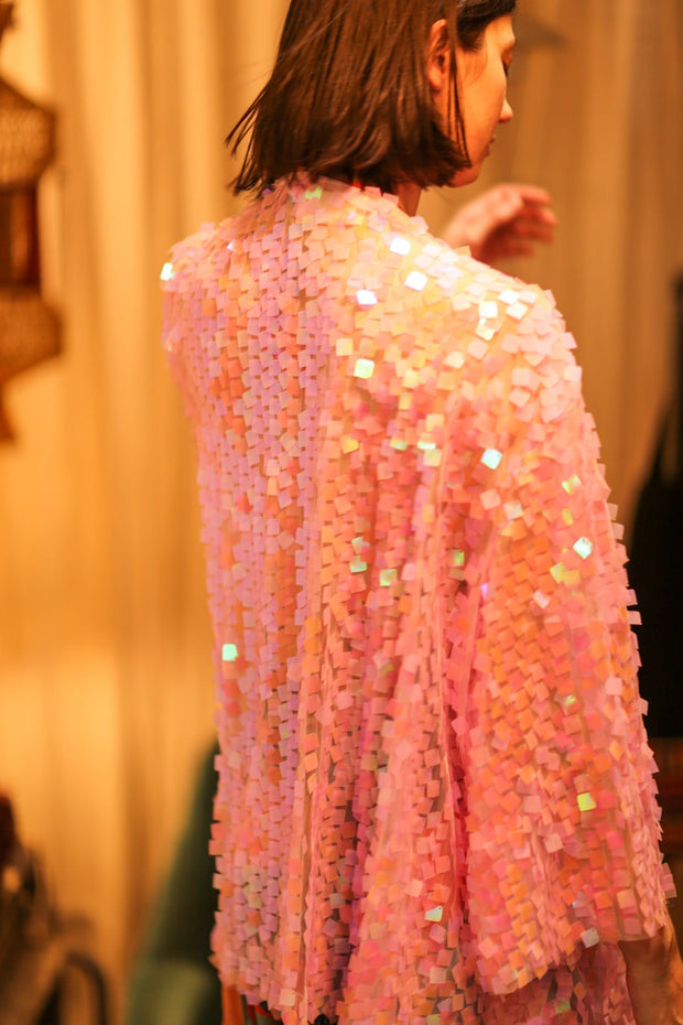 PINK SHORT SEQUIN GLITTER KIMONO JANINE - MOMO STUDIO BERLIN - Berlin Concept Store - sustainable & ethical fashion