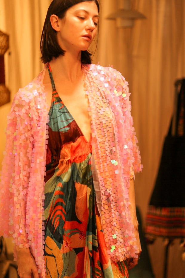 PINK SHORT SEQUIN GLITTER KIMONO JANINE - MOMO STUDIO BERLIN - Berlin Concept Store - sustainable & ethical fashion