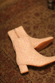 PINK SILK SEQUIN EMBROIDERED BOOTS LEWIS - sustainably made MOMO NEW YORK sustainable clothing, slow fashion