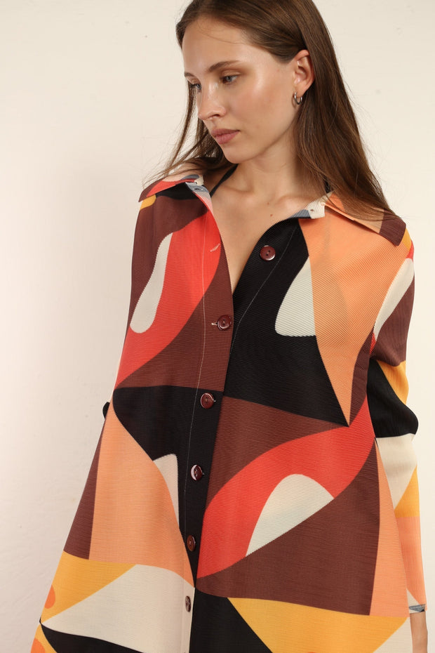 PLEATED DRESS SHIRT ALYSA - sustainably made MOMO NEW YORK sustainable clothing, dress slow fashion