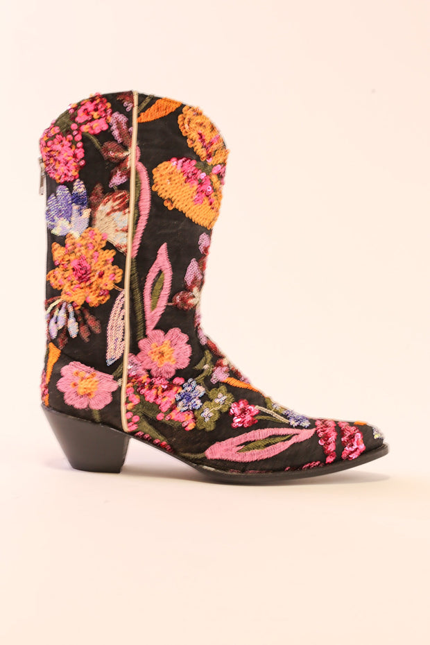 SEQUIN EMBROIDERED BOOTS TAYLOR - sustainably made MOMO NEW YORK sustainable clothing, slow fashion