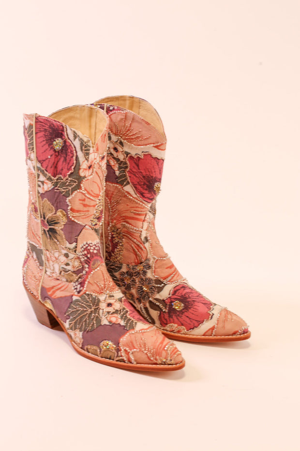 SEQUIN EMBROIDERED WESTERN BOOTS TISA - sustainably made MOMO NEW YORK sustainable clothing, slow fashion